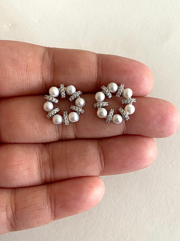 Pearl Floral Sterling Silver Earrings