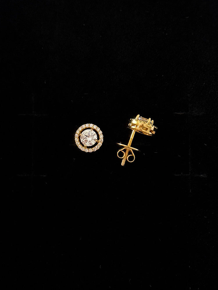 Gold Plated Sterling Silver Solitaire Studs With Screw Back