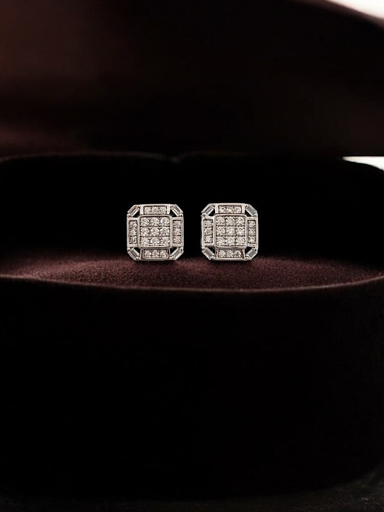 Silver Design Solitaire Studs