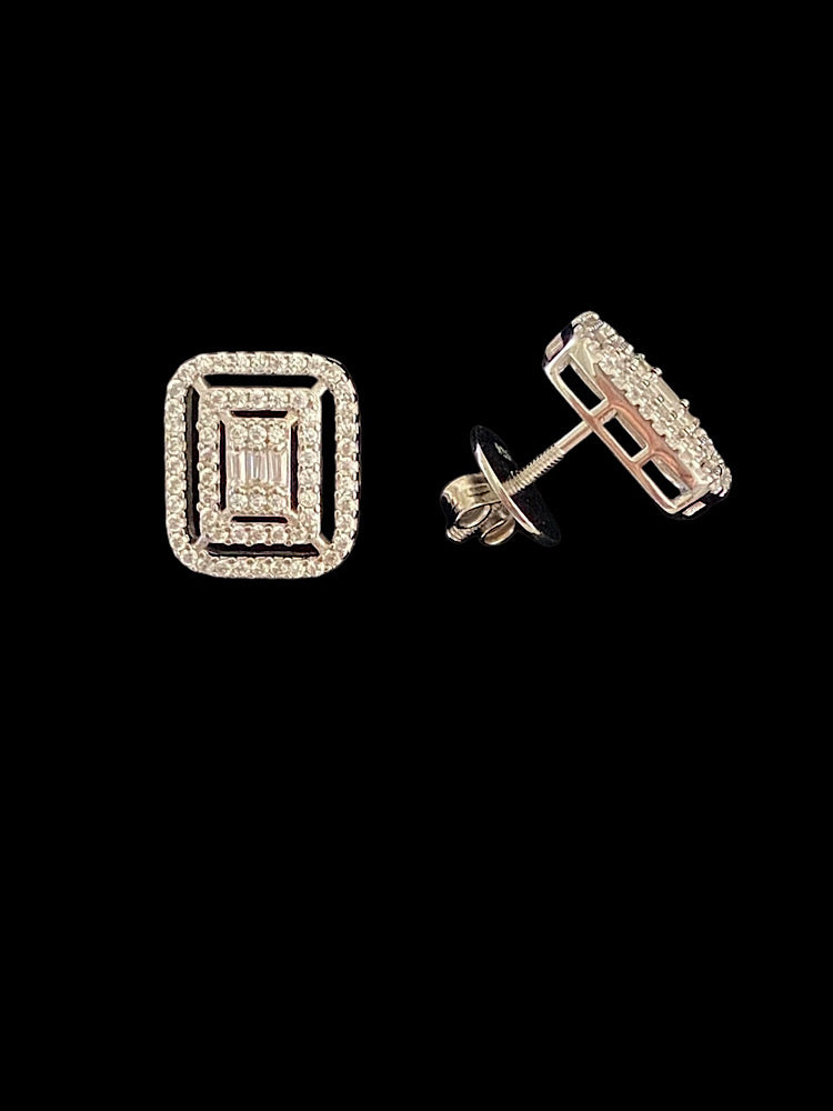 Emerald Design Sterling Silver Studs With Screw Back