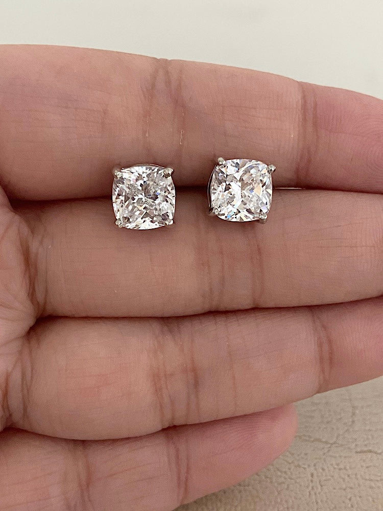 2ct Solitaire Sterling Silver Studs