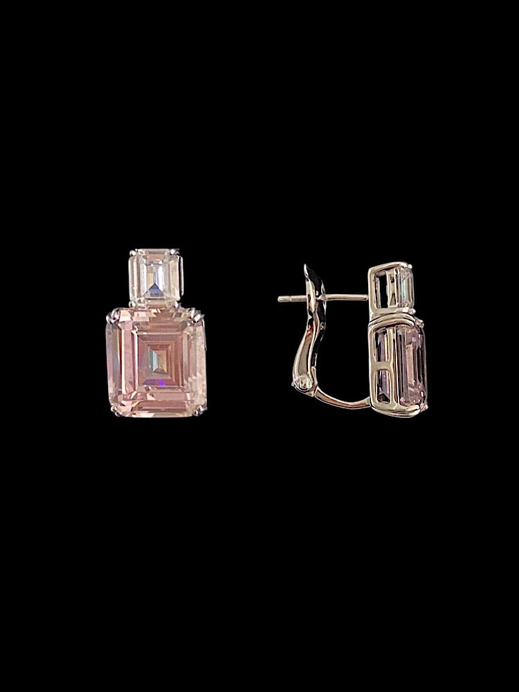 Light Pink Clip Studs Sterling Silver Earrings