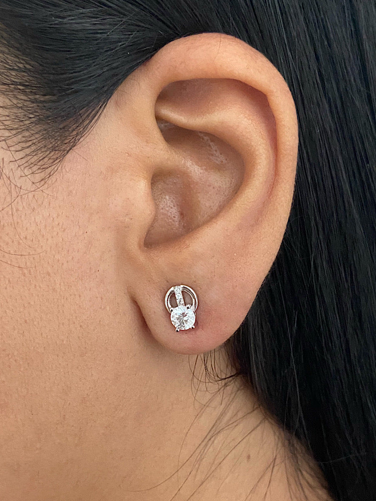 Solitaire Studs Sterling Silver