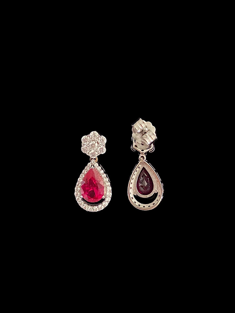 Red Drop Earrings Sterling Silver Earrings