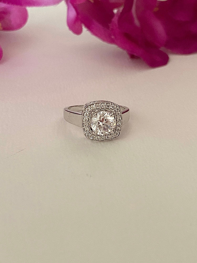 Silver Solitaire Ring