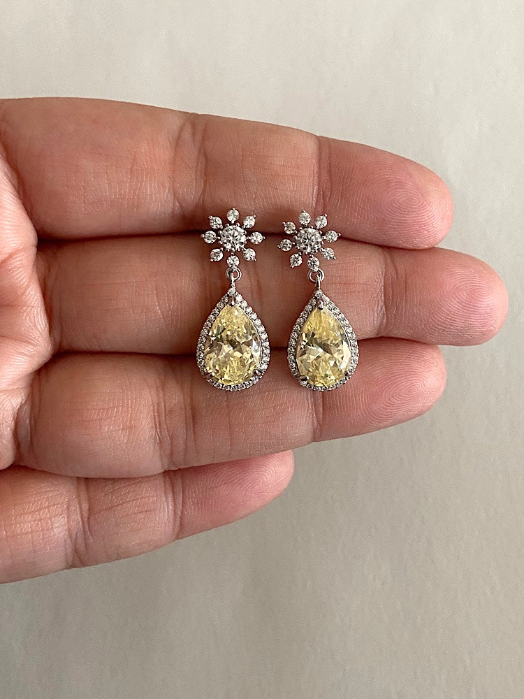 Yellow Drop Sterling Silver Earrings