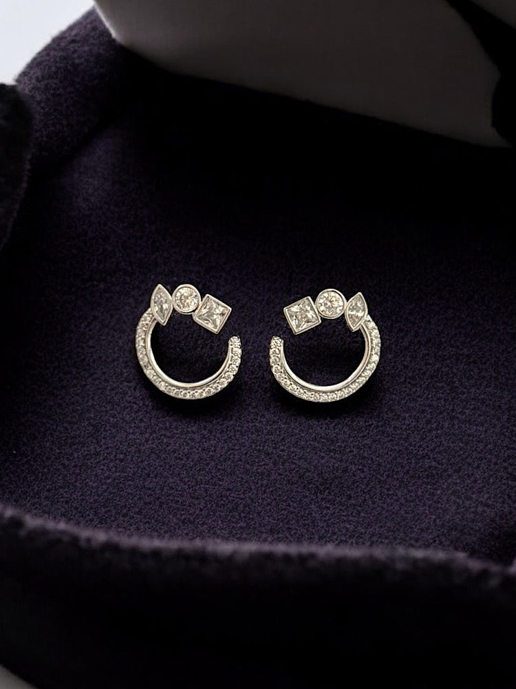 Semi Design Sterling Silver Studs