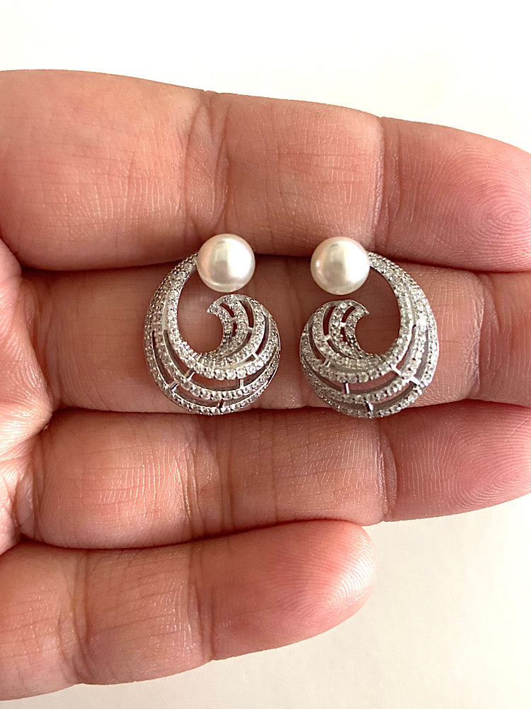 Pearl Design Sterling Silver Earrings