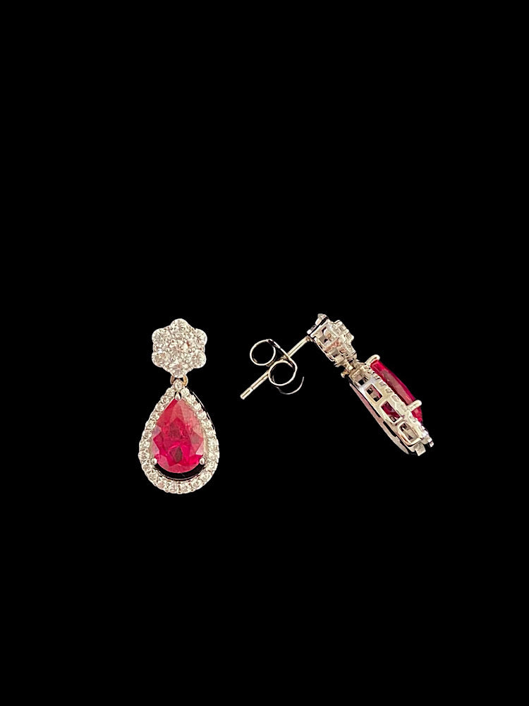 Red Drop Earrings Sterling Silver Earrings