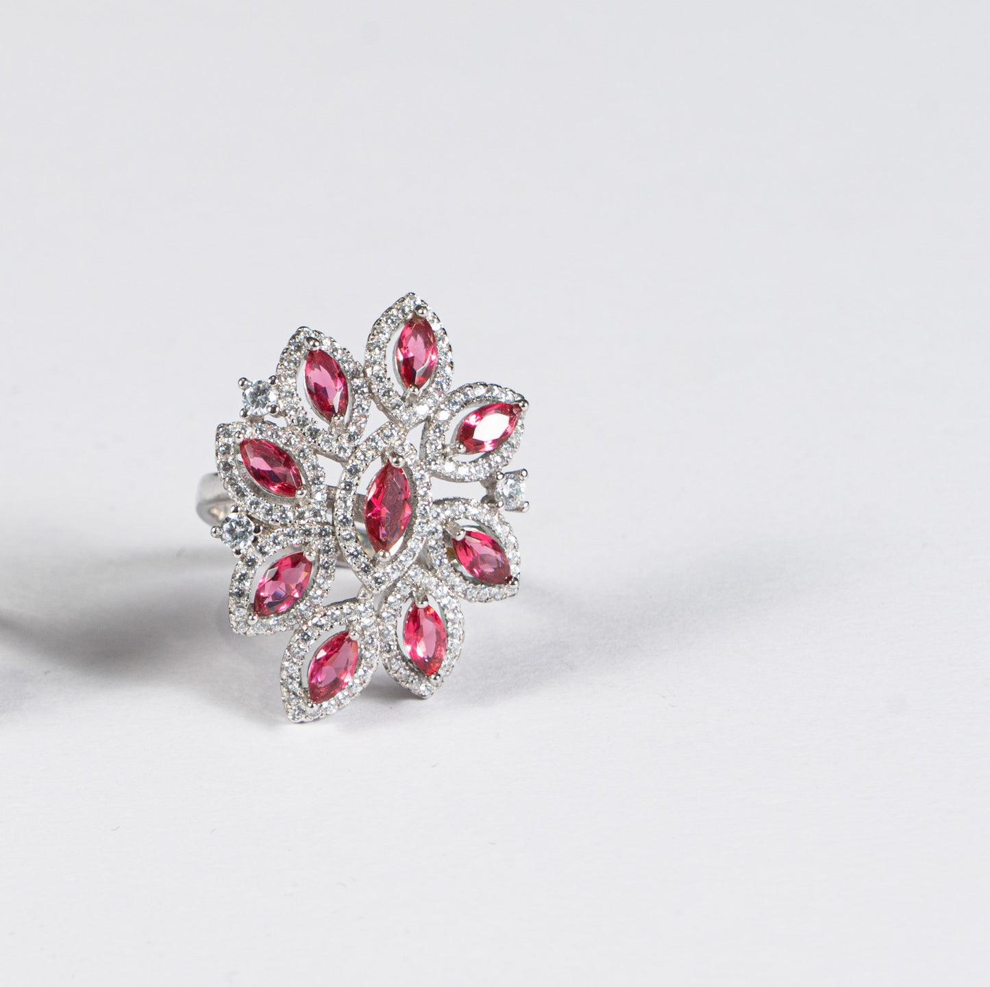 Red Floral Cocktail Ring