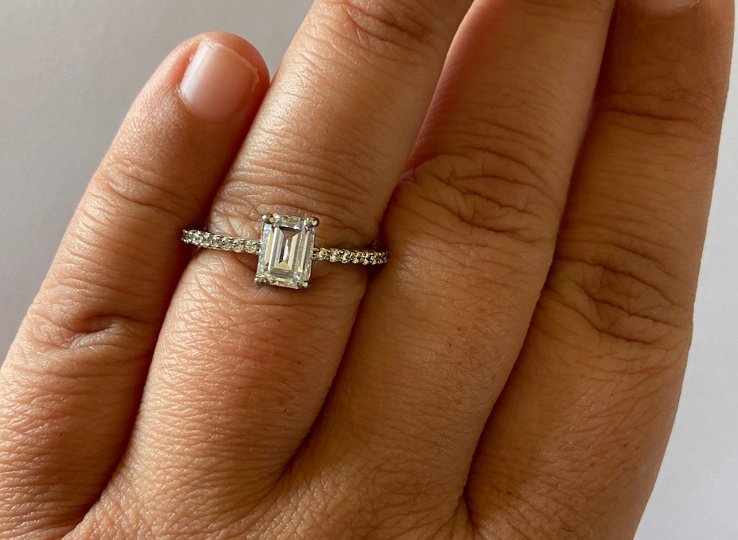 Emerald Solitaire Silver Ring