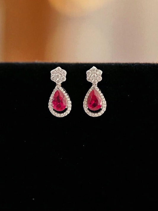 Red Drop Earrings Sterling Silver Earrings
