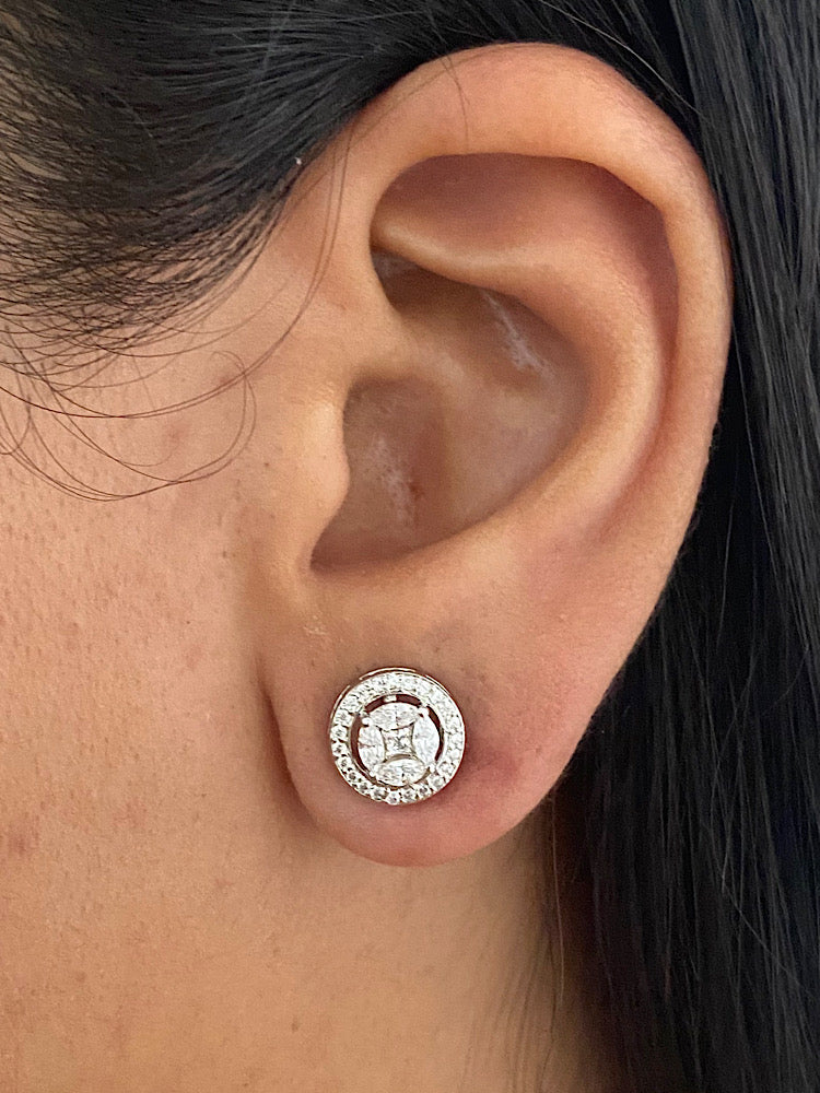 Sterling Silver Design Solitaire Studs
