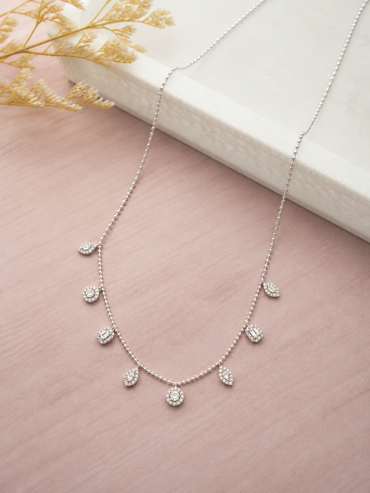 Different Stone Charm Sterling Silver Chain Necklace