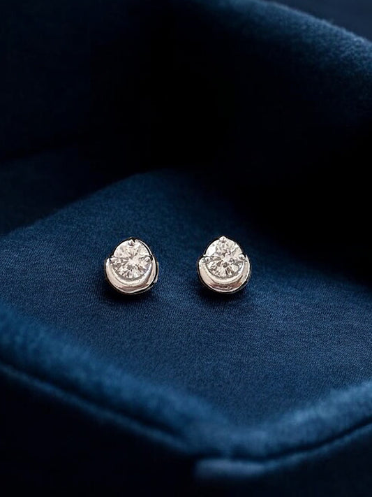 Solitaire Studs Sterling Silver