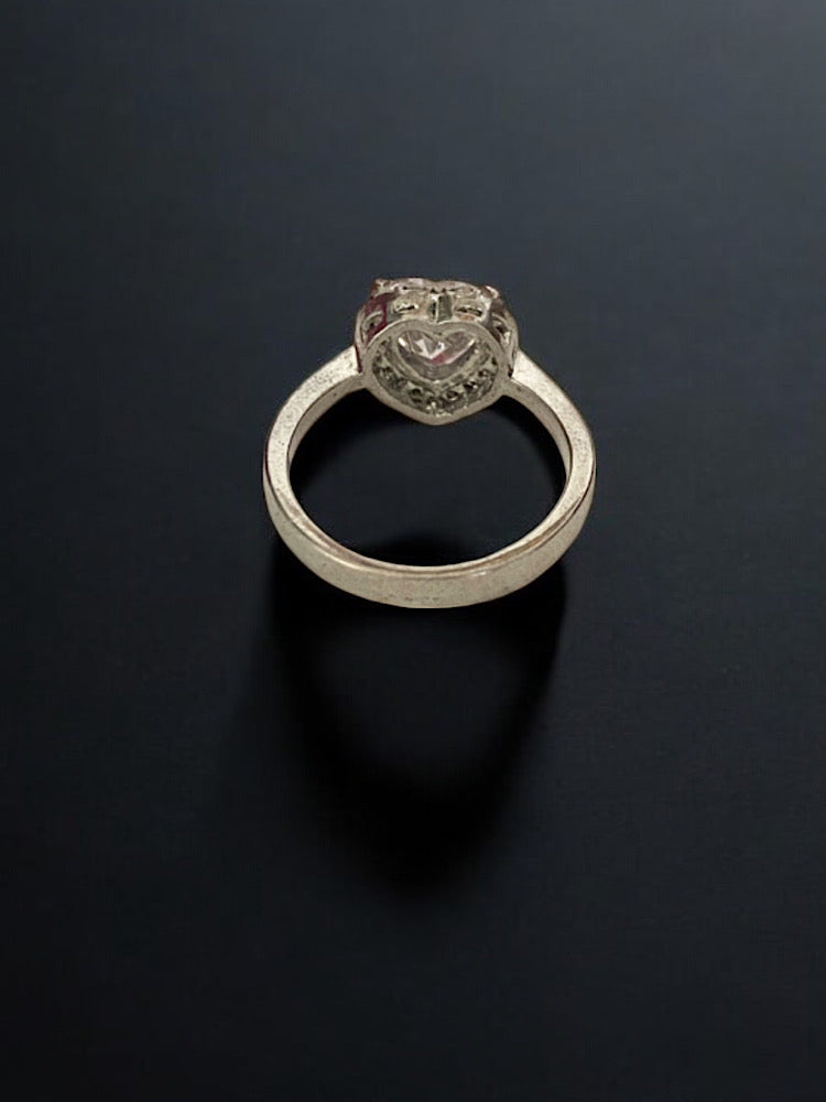 Silver Heart Solitaire Ring