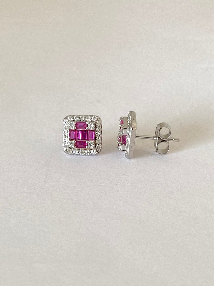 Pink Sterling Silver Studs Earrings