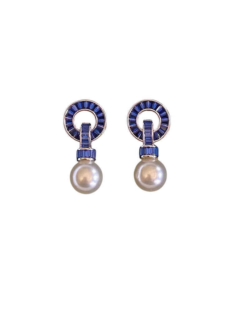 Blue Pearl Earrings Sterling Silver Earrings