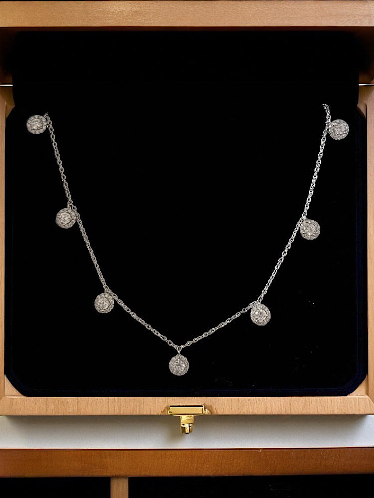 Solitaire Charm Sterling Silver Chain Necklace