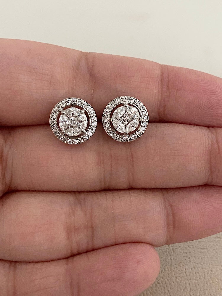 Sterling Silver Design Solitaire Studs