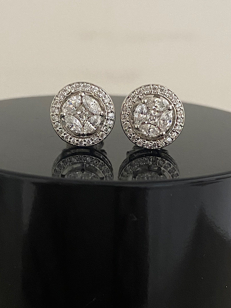 Sterling Silver Design Solitaire Studs
