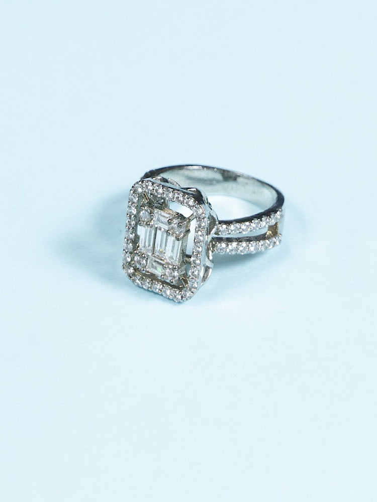 Designer Emerald Silver Ring