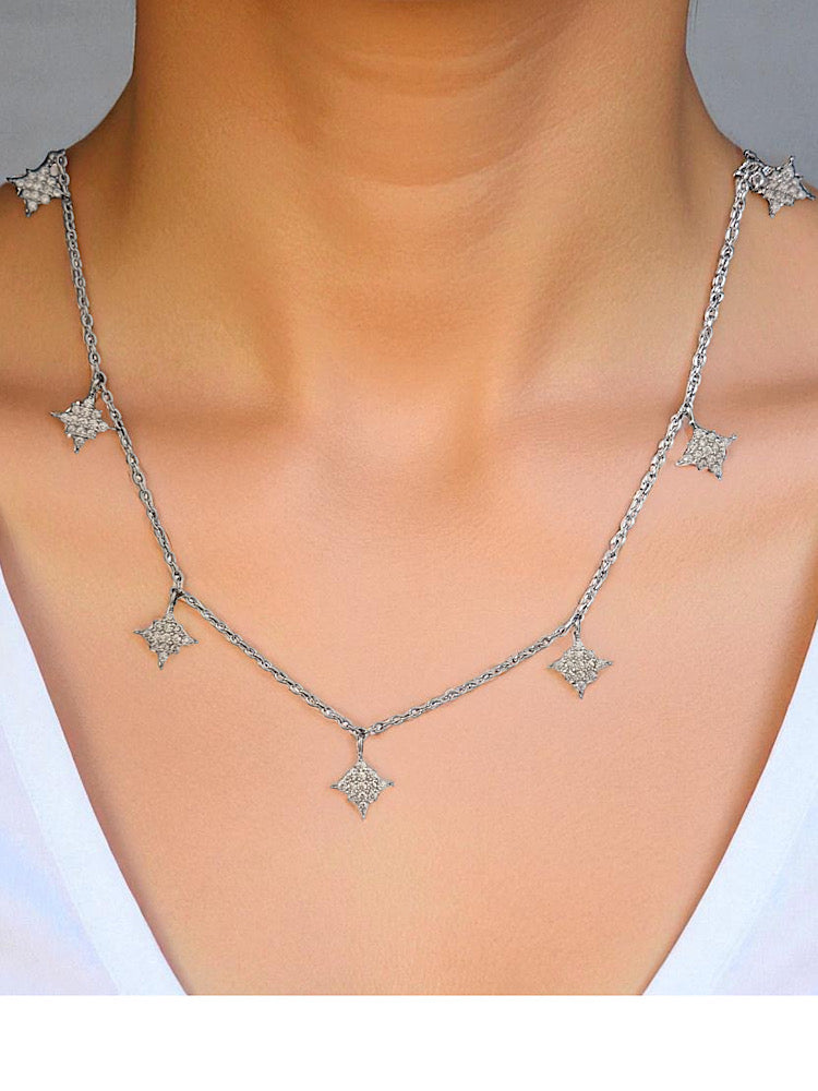 Sparkle Charm Sterling Silver Chain Necklace