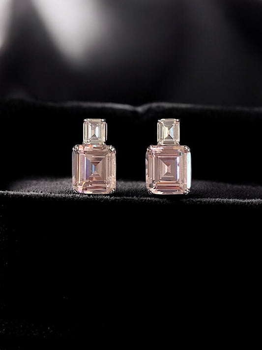 Light Pink Clip Studs Sterling Silver Earrings
