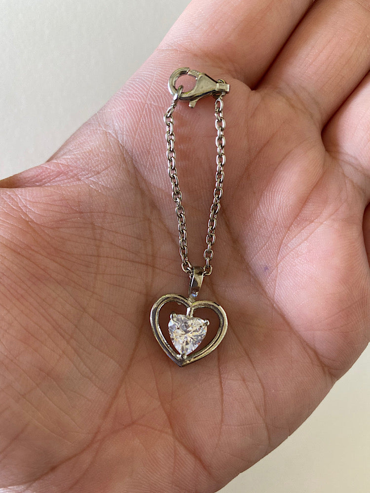 Heart Solitaire Silver Watch Charm