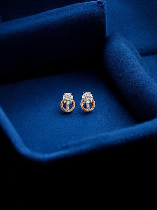 Rosegold Plated Solitaire Studs Sterling Silver