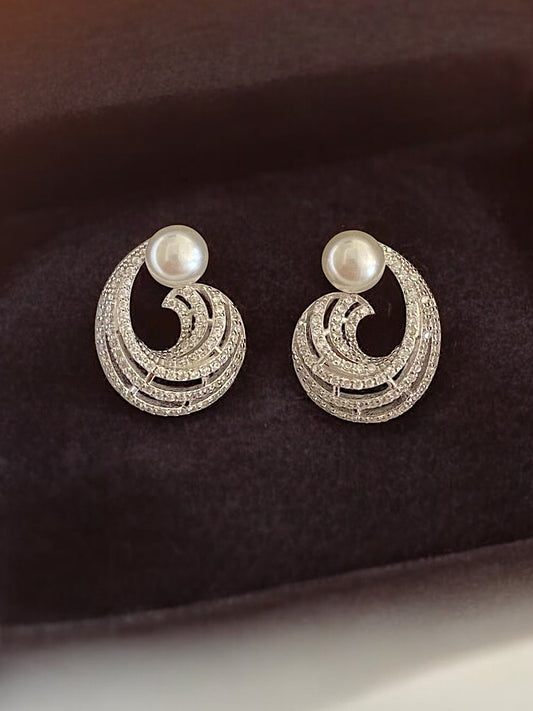 Pearl Design Sterling Silver Earrings