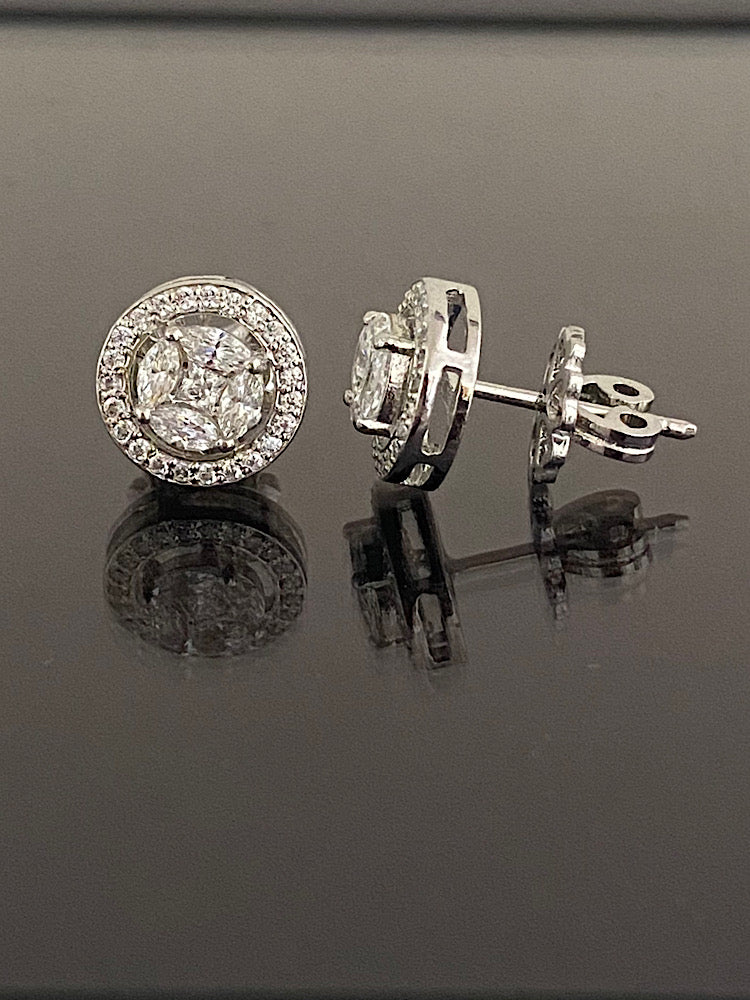 Sterling Silver Design Solitaire Studs