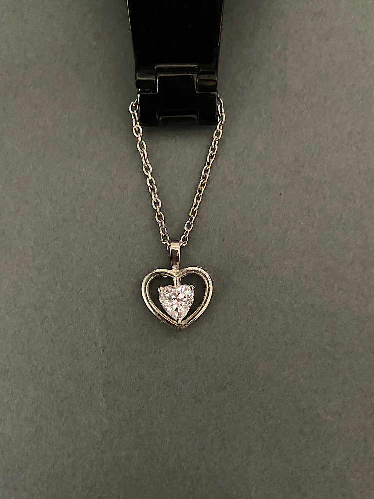 Heart Solitaire Silver Watch Charm