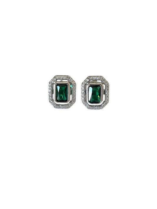 Emerald Green Sterling Silver Studs Earrings