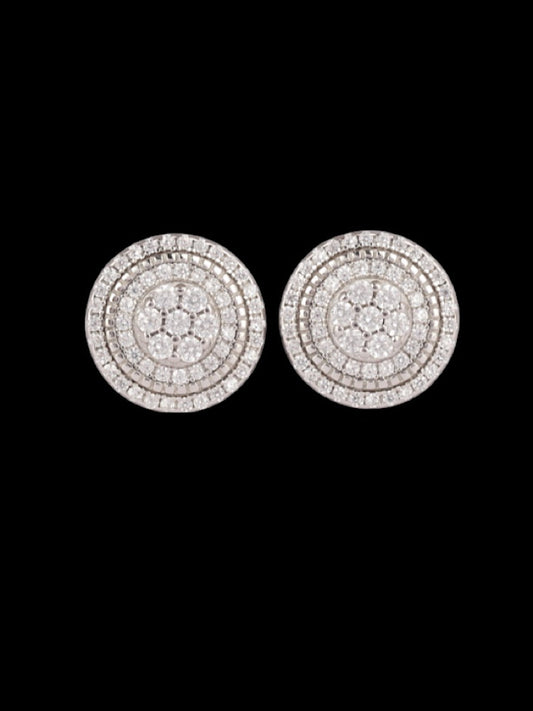 Round Design Silver Solitaire Studs