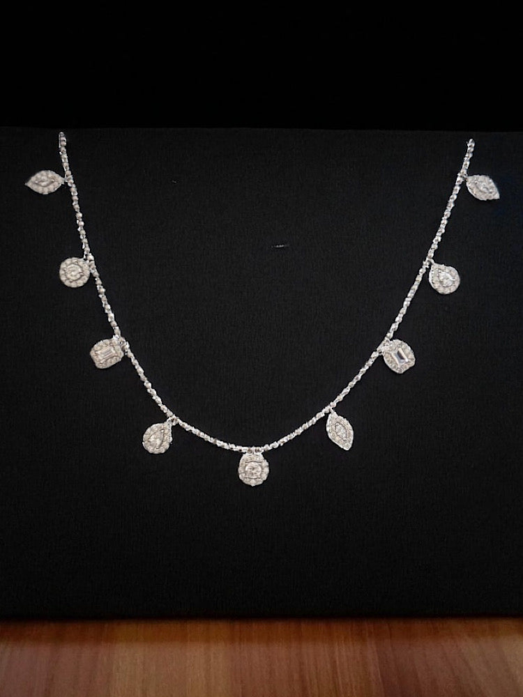 Different Stone Charm Sterling Silver Chain Necklace