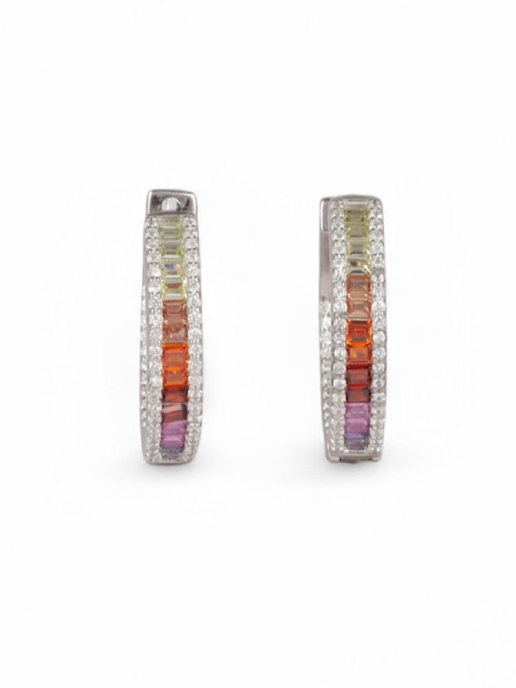 Round Colourful Sterling Silver Hoops Earrings
