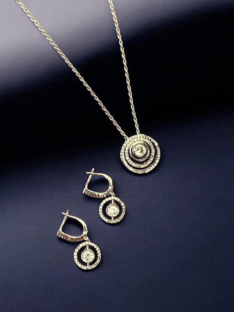 Silver Halo Pendant & Bali Earrings Set(without chain)