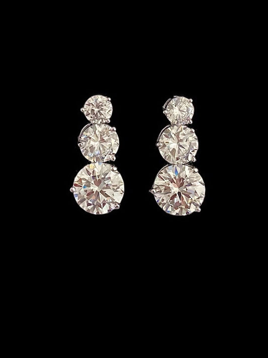 (Copy) Sterling Silver Drop Solitaire Earrings With Screw Back