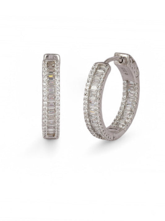Round Sterling Silver Hoops Earrings