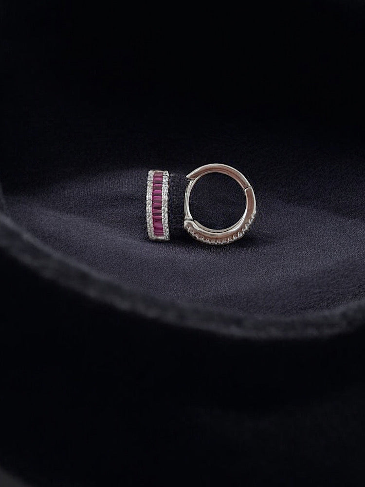 Pink Sterling Silver Hoops Earrings