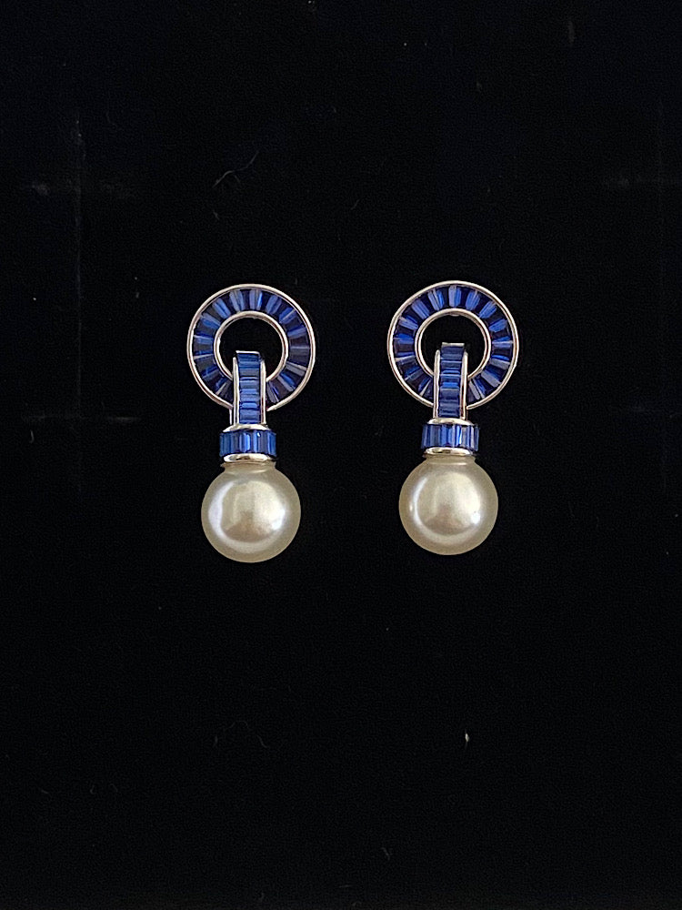 Blue Pearl Earrings Sterling Silver Earrings