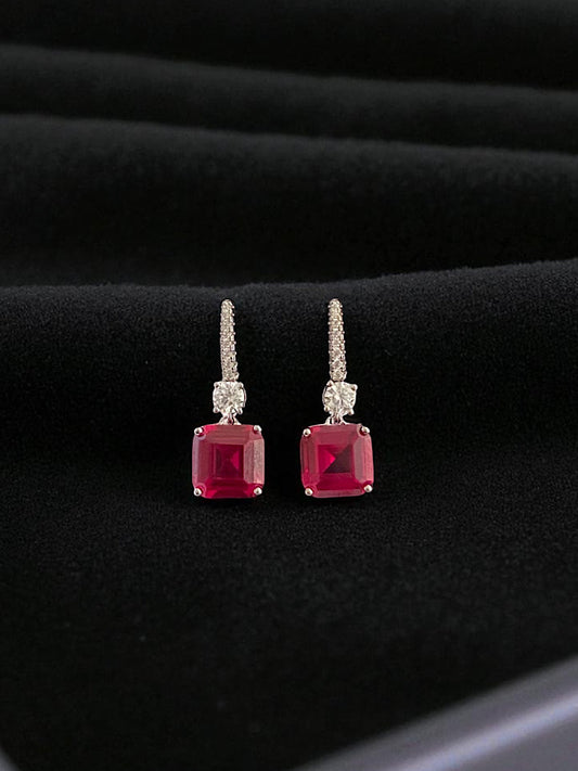 Red Stone Earrings Sterling Silver Earrings