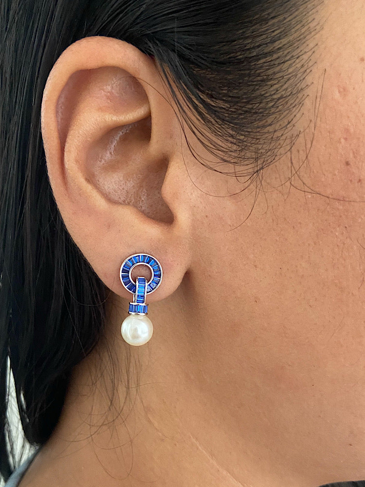 Blue Pearl Earrings Sterling Silver Earrings