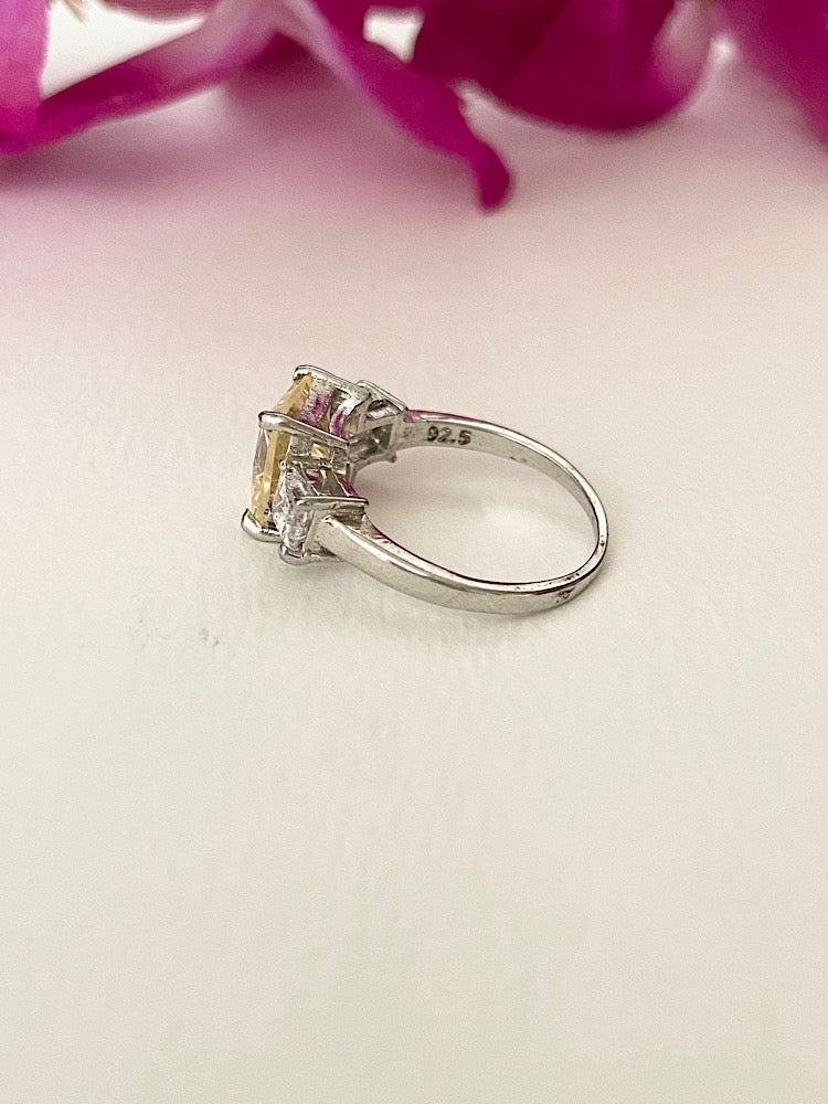 Yellow Stone Silver Ring