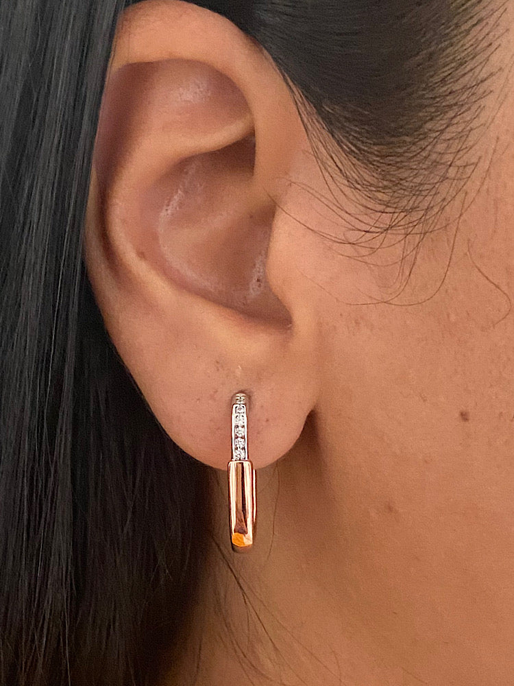 Dual Tone Sterling Silver Hoops Earrings