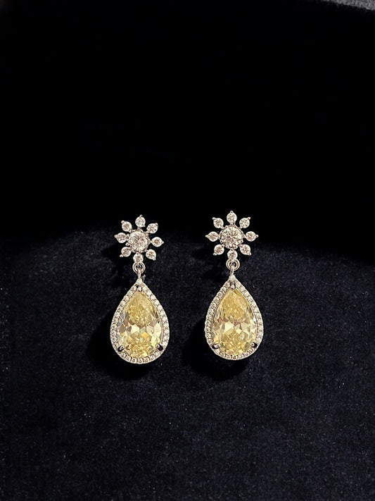 Yellow Drop Sterling Silver Earrings