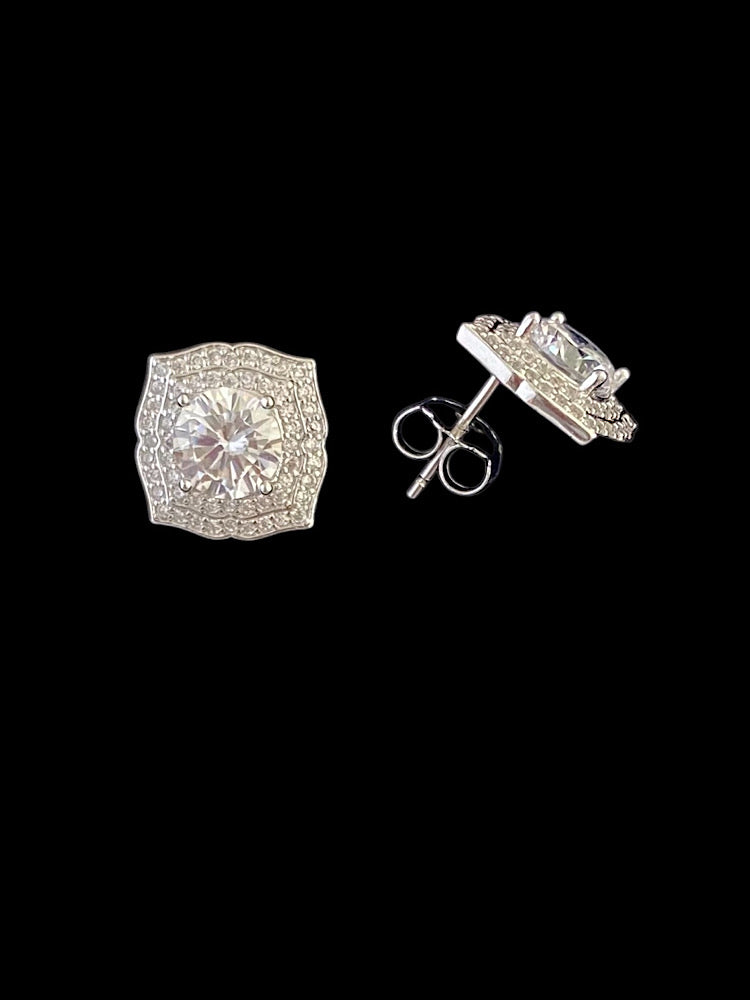 Solitaire Design Sterling Silver Studs
