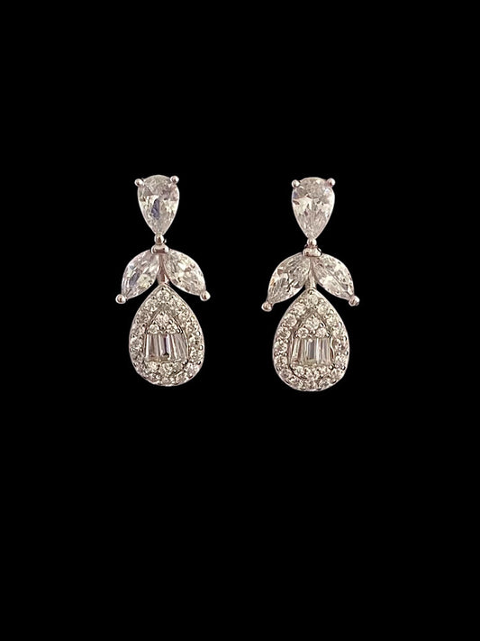 Sterling Silver Drop Solitaire Earrings