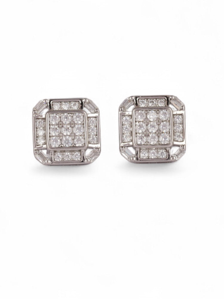 Silver Design Solitaire Studs